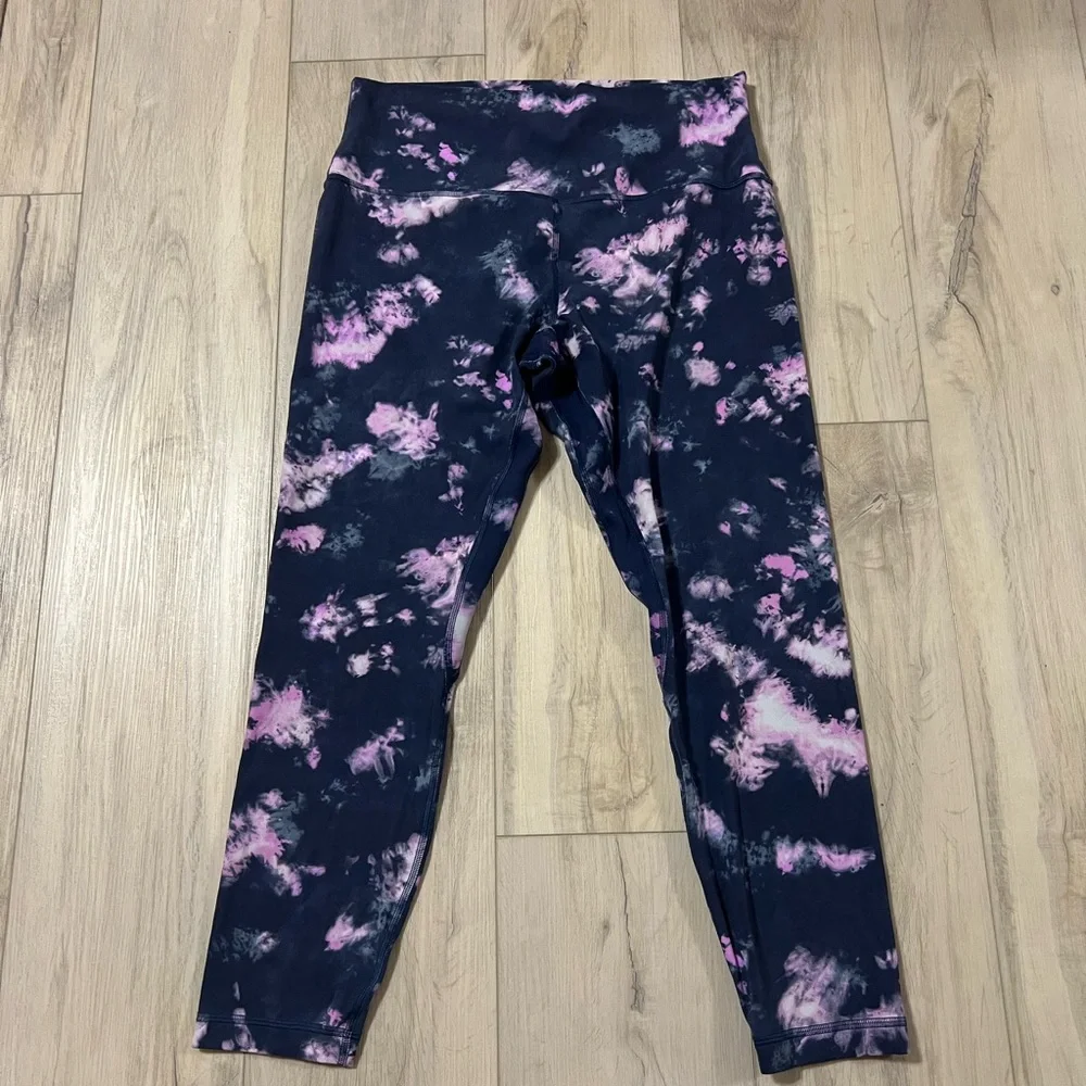 Lululemon Align High-Rise 25” leggings Circulate Tie Dye Mineral Blue size 12 - Picture 2 of 7
